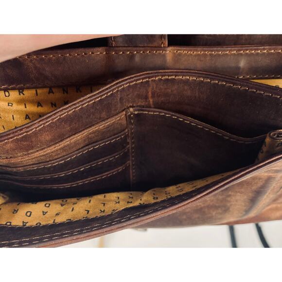 Vintage Adrian Klis Handcrafted Buffalo Leather Messenger Shoulder Bag Brown - Picture 11 of 16